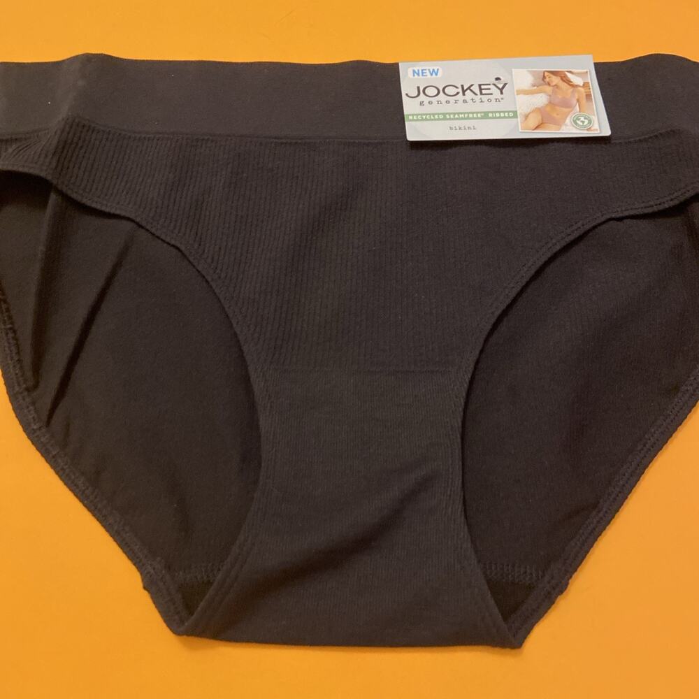 JOCKEY WOMENS BLACK RIBBED BIKINI PANTIES /Extra Large / 8